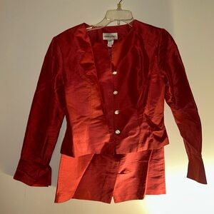 Gorgeous autumn orange suit set with matching skirt and blazer